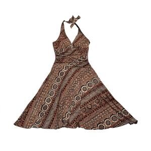 Vintage Y2k Small Heart Moon Star Halter Mini Dress Flare Party Boho Edgy Dainty